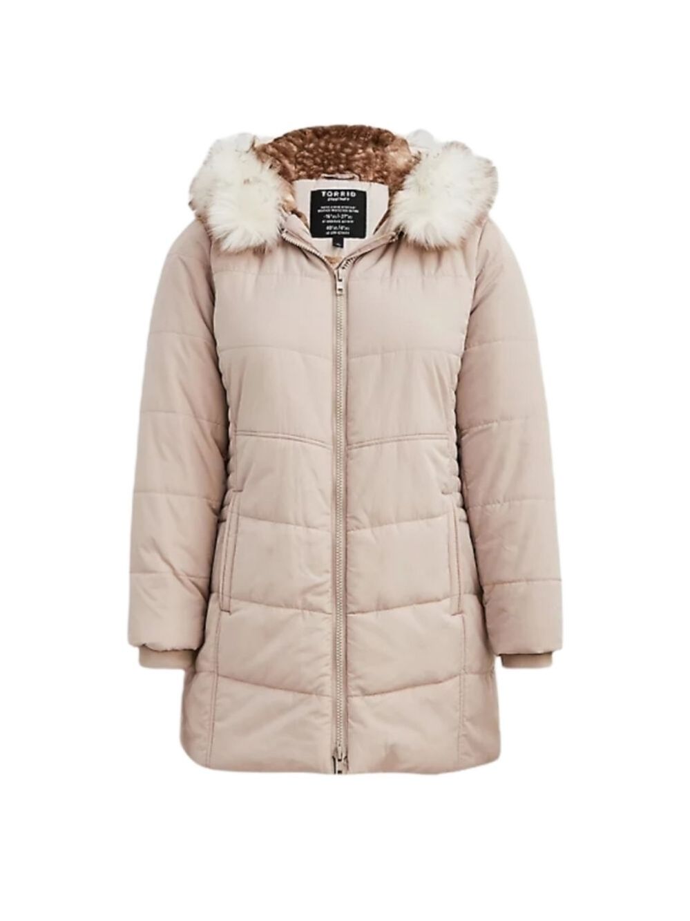 5X - Torrid | FIT & FLARE PUFFER JACKET - FUR NYLON GREY & BIRCH